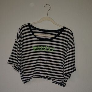 Black and White Striped Crop Top